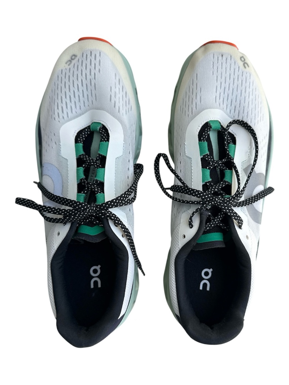 On Running Men’s White Cloudmonster, Melon Green & Black CloudTech-Style - Picture 3 of 5